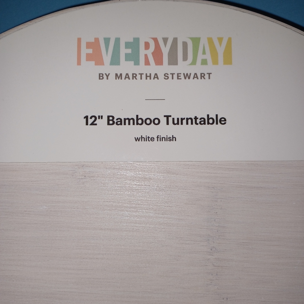 Bamboo Lazy Susan Turntable, 12", Whitewash, Martha Stewart - Picture 2 of 5
